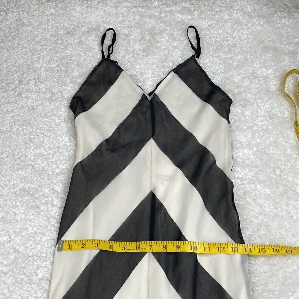 Christopher John Roberts Black White Chevron Slip Maxi Dress NEW - Picture 15 of 16
